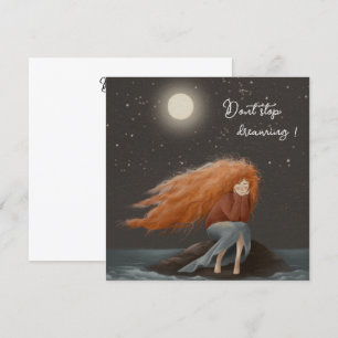 dreaming romantic girl with red hair holiday card