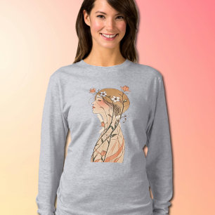 Dreaming Sky – Art Nouveau Woman Long Sleeve Tee