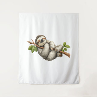Dreaming Sloth on a Branch Tapestry