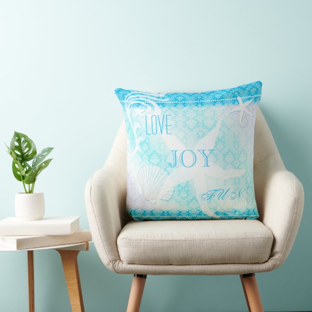 Dreaming Starfish Ocean Blue Beach House Cushion (Chair)
