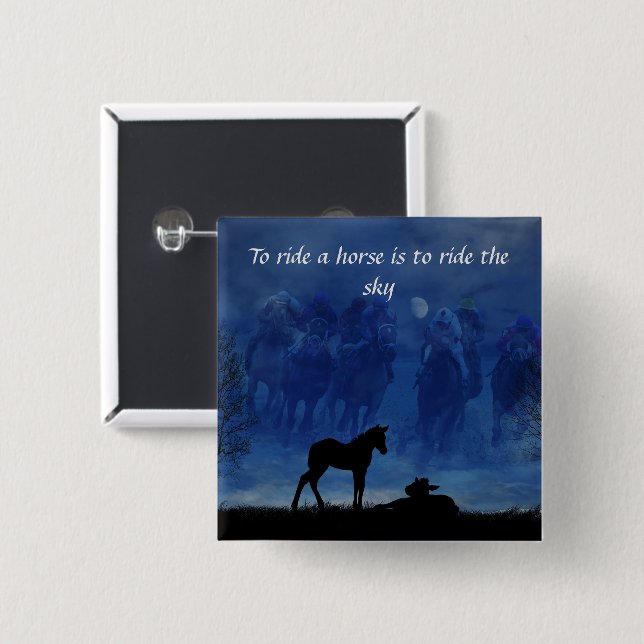 Dreaming Thoroughbred Racehorse Foals Pin Button (Front & Back)