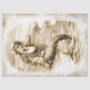 Dreaming Vintage Mermaid Child #3, 18lb 17x23 Tissue Paper