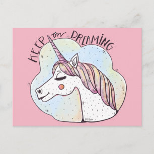 Dreaming Whimsical Unicorn Postcard