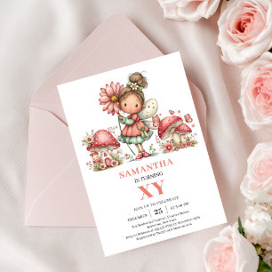 Dreamland Fairy 5th Birthday Blush Pink Invitation