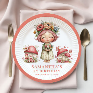 Dreamland Fairy 5th Birthday Blush Pink Paper Plate