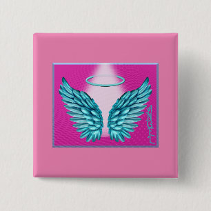 “Dreamlike Angelic Wings and Halo” 15 Cm Square Badge
