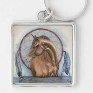 "DreamLike" Horse and dream catcher original art Key Ring