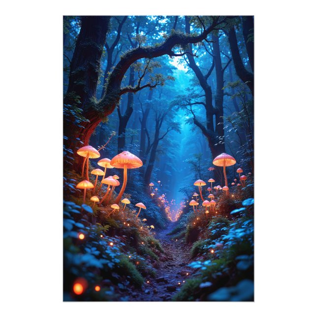 Dreamlike Jungle with Bioluminescent Flora Photo Print (Front)