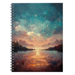Dreamlike Lake And Sunset Landscape Painting Notebook