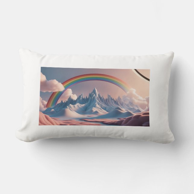 Dreamlike Mountain Range with Rainbow: A Pillow  (Front)