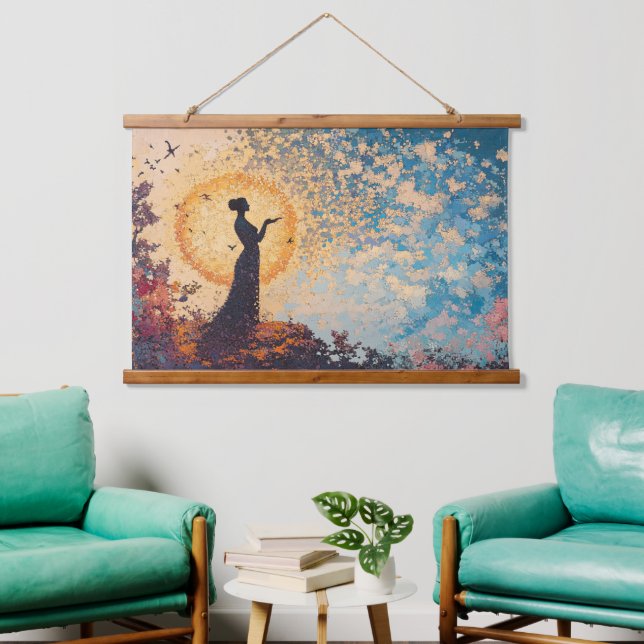 Dreamlike Serenity: Fantasy Silhouette Wall Tapest Hanging Tapestry (Living Room)