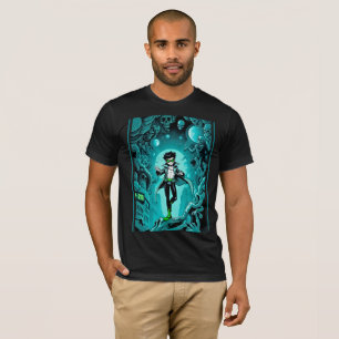 Dreamlike Superhero in Surreal Teal T-Shirt
