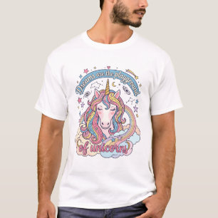Dreams Are Playground Unicorn Rainbow Clouds Stars T-Shirt