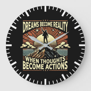 Dreams Become Reality When Thoughts Become Actions Large Clock