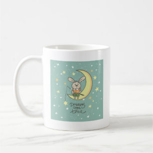 Dreams Come True   Bunny on the Moon Coffee Mug