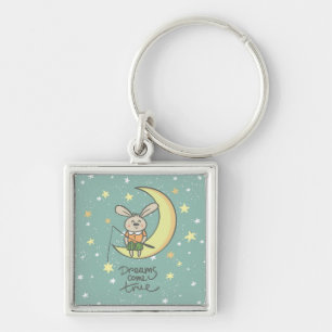 Dreams Come True Bunny on the Moon Key Ring