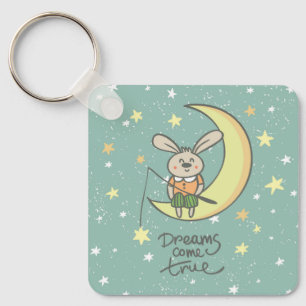 Dreams Come True Bunny on the Moon Key Ring