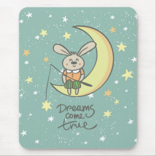 Dreams Come True   Bunny on the Moon Mouse Pad