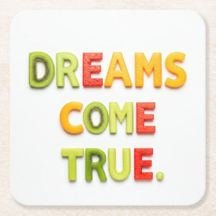 Dreams Come True Square Paper Coaster