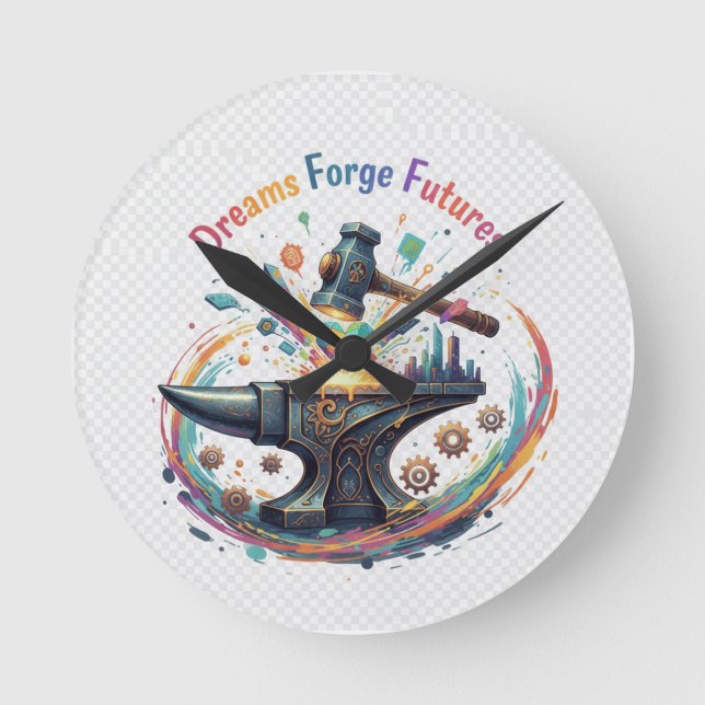 Dreams Forge Futures T-Shirt Design Round Clock (Front)