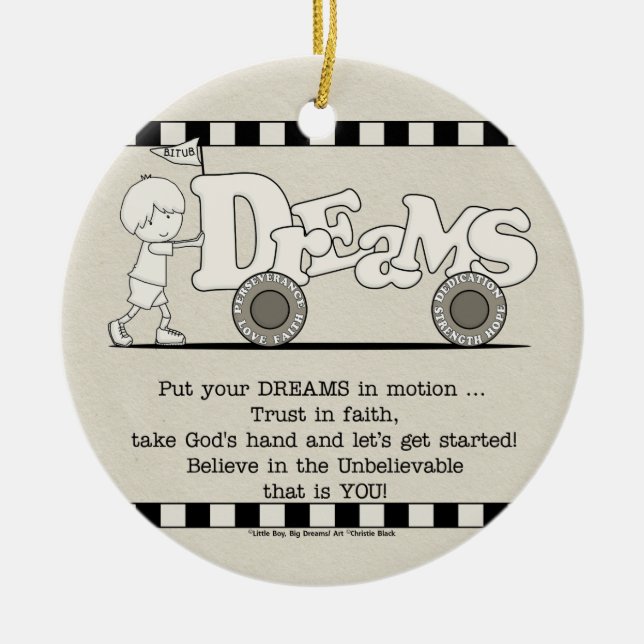 Dreams in Motion Ceramic Ornament (Front)