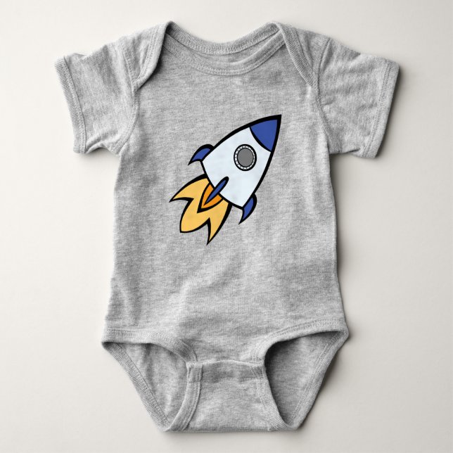 Dreams of Space Rocket Ship Baby Bodysuit (Front)