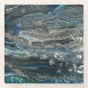 Dreams of the Ocean'20 abstract painting Glass Coaster