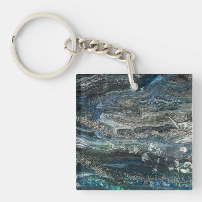 Dreams of the ocean'20 abstract painting  key ring (Front)