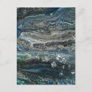 Dreams of the ocean'20 abstract painting  postcard