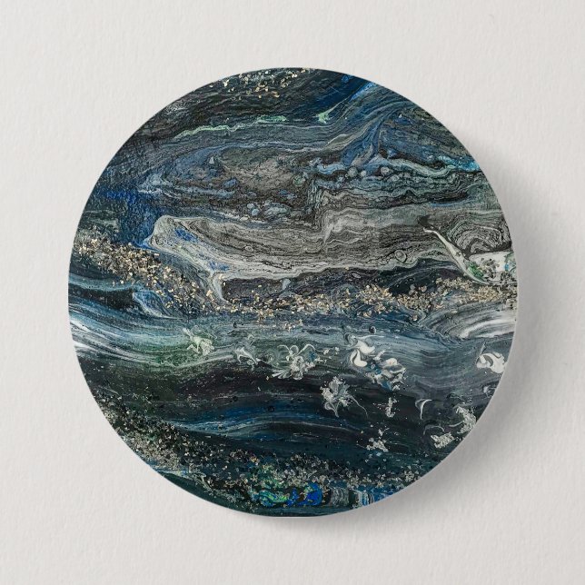 Dreams of the Ocean'20 abstract painting sea grey  7.5 Cm Round Badge (Front)