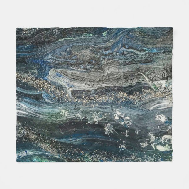 Dreams of the Ocean'20 abstract painting sea grey Fleece Blanket (Front (Horizontal))