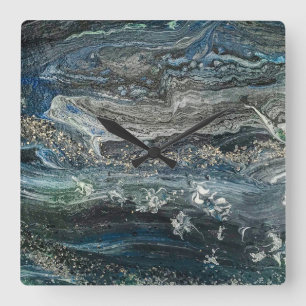Dreams of the Ocean'20 abstract painting sea grey Square Wall Clock