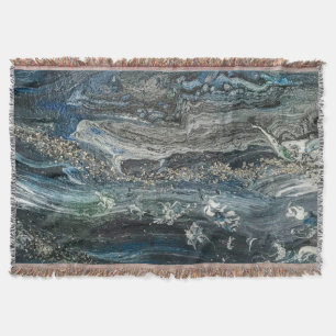 Dreams of the Ocean'20 abstract painting sea grey Throw Blanket