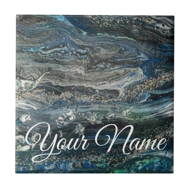 Dreams of the Ocean abstract painting  Ceramic Tile (Front)