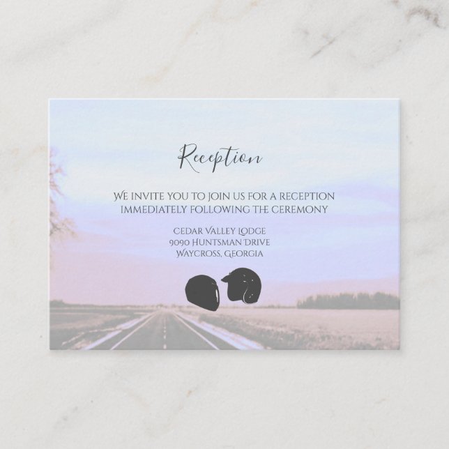 Dreams of the Open Road Motorcycle Wedding Enclosure Card (Front)
