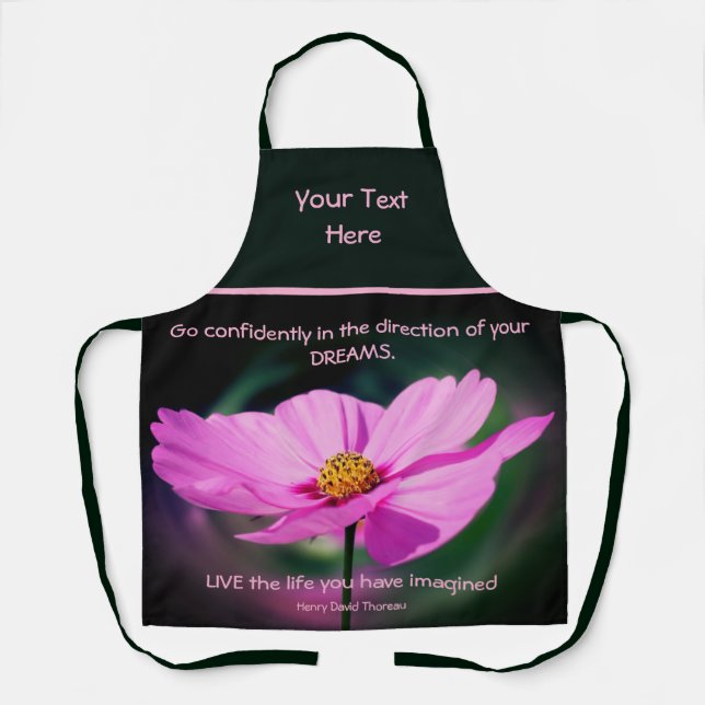Dreams Quote Cosmos Flower Inspirational   Apron (Front)