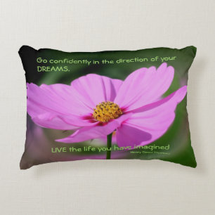 Dreams Quote Cosmos Flower Inspirational  Decorative Cushion
