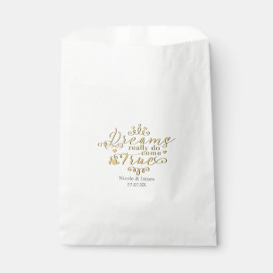 DREAMS REALLY DO COME TRUE Gold Party Favour Bags