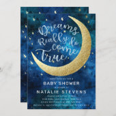 Dreams Really Do Come True Moon Stars Baby Shower Invitation (Front/Back)
