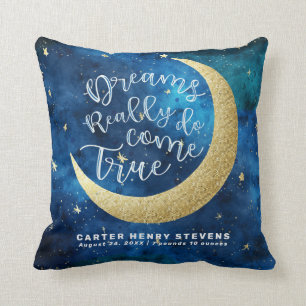 Dreams Really Do Come True Moon Stars Personalised Cushion