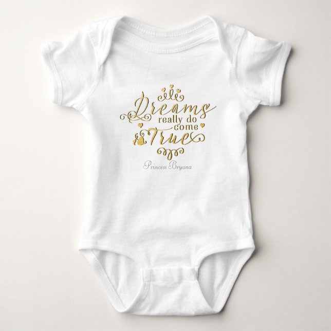 Dreams Really Do Come True Personalised One Piece Baby Bodysuit (Front)