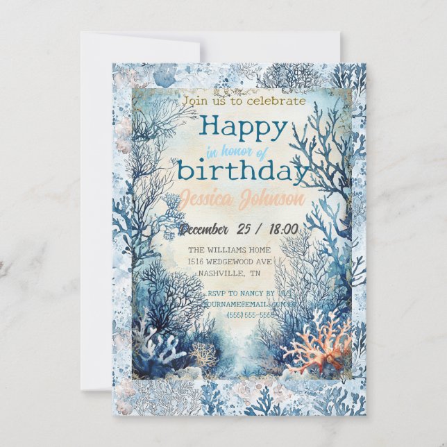 Dreams under the sea invitation (Front)