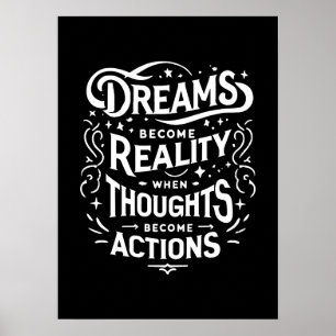 Dreams vs Actions - Gym Hustle Success Motivation Poster