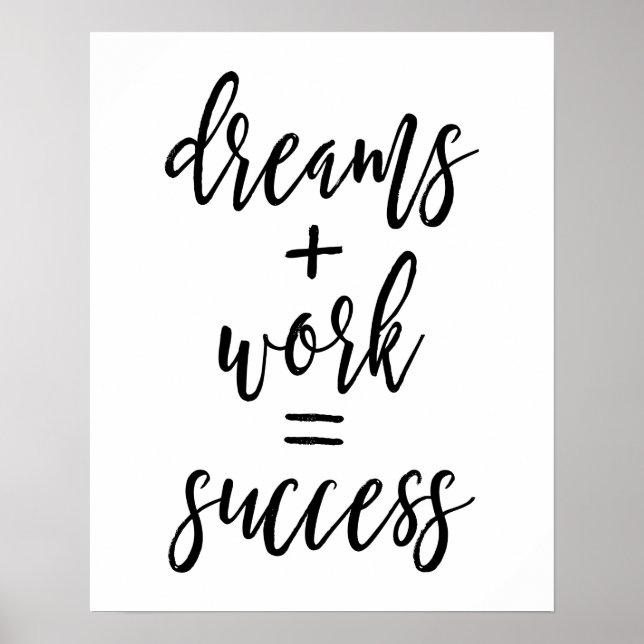 Dreams + Work = Success Poster (Front)