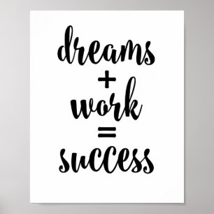 Dreams + Work = Success Poster