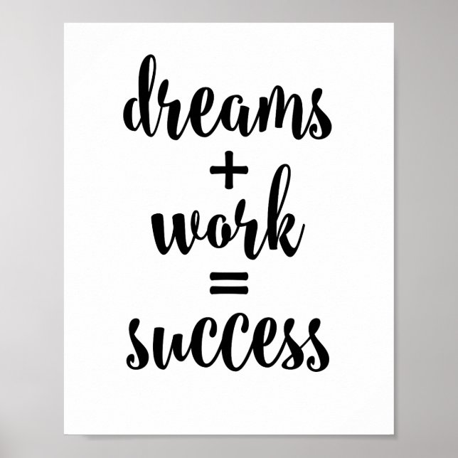 Dreams + Work = Success Poster (Front)
