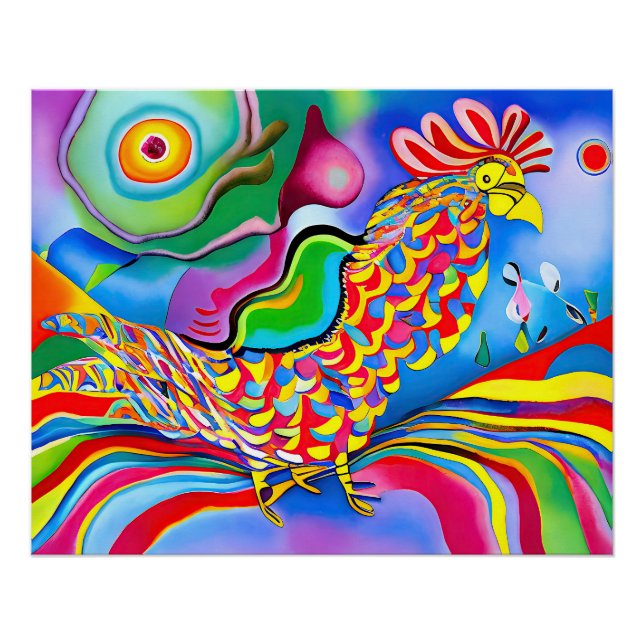 "Dreamscape Bird". A surreal abstract cockerel Poster (Front)