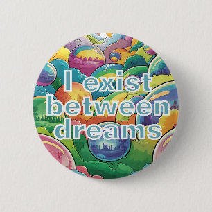 Dreamscape cloud party, modern surrealism 6 cm round badge
