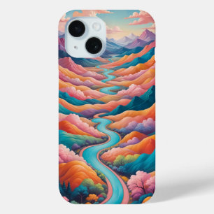 Dreamscape River: A Journey Through Colorful Seren iPhone 15 Case