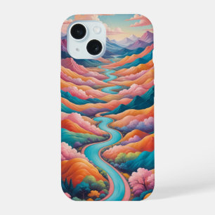 Dreamscape River: A Journey Through Colorful Seren iPhone 15 Case